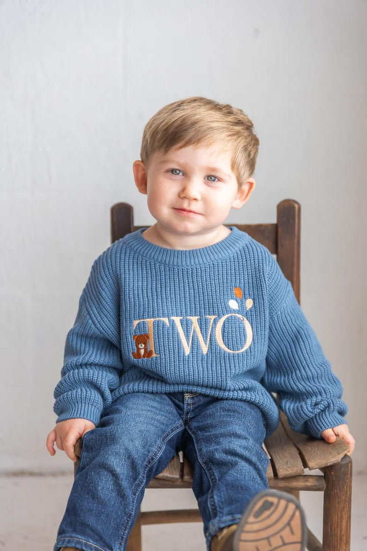 Beary Second Birthday Sweater - Bear Two Embroidered Birthday Outfit