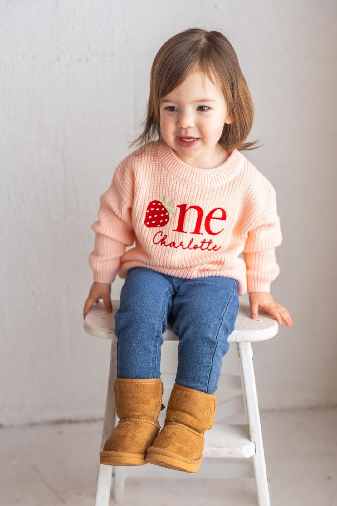 Strawberry ONE Sweater - Kids First Birthday Outfit
