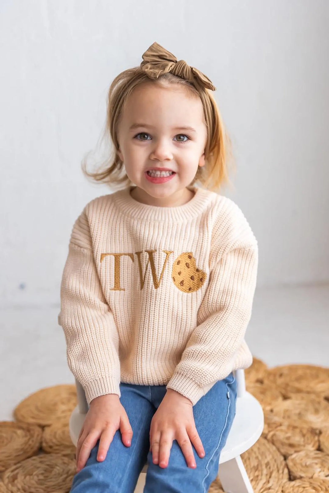 Custom Two Sweet Birthday Outfit - Cookie Two Embroidered Sweater