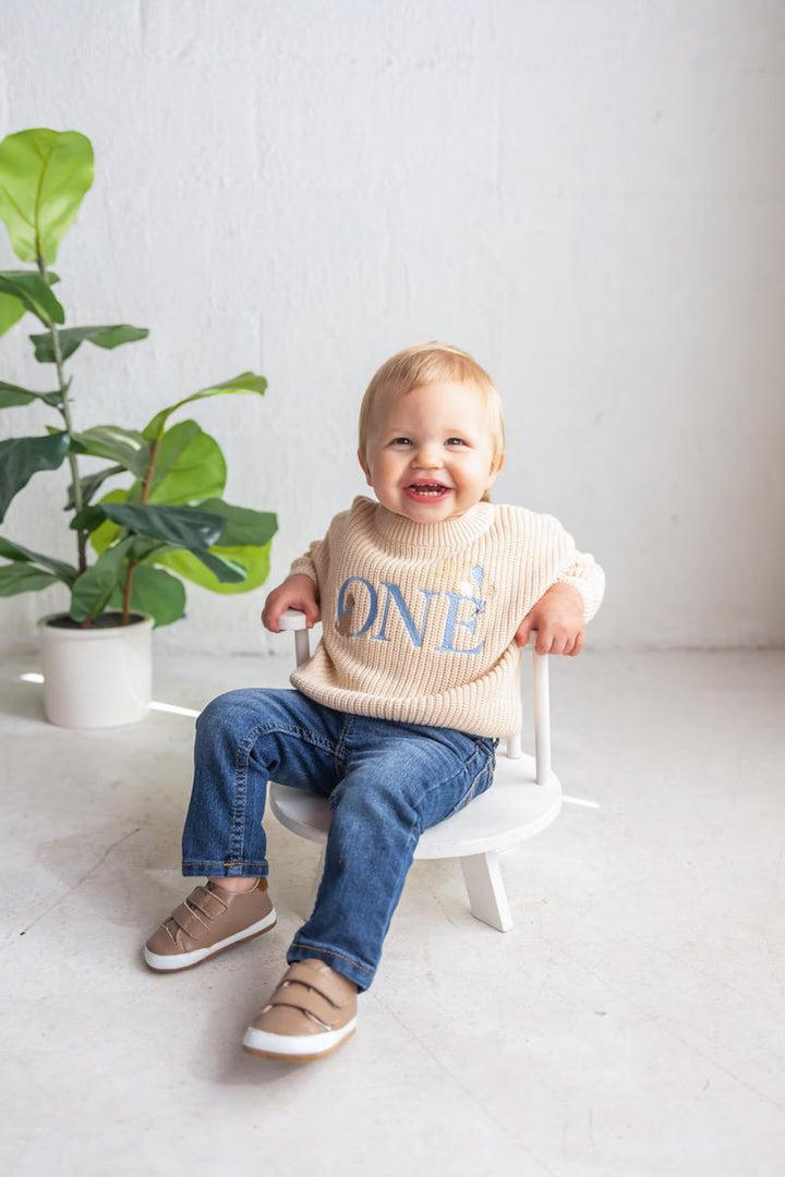 First Birthday Golden Doodle Kids Knit Sweater