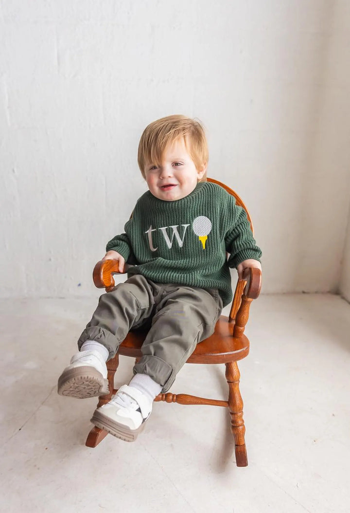 Golf TWO Sweater - Kids Second Birthday Outfit