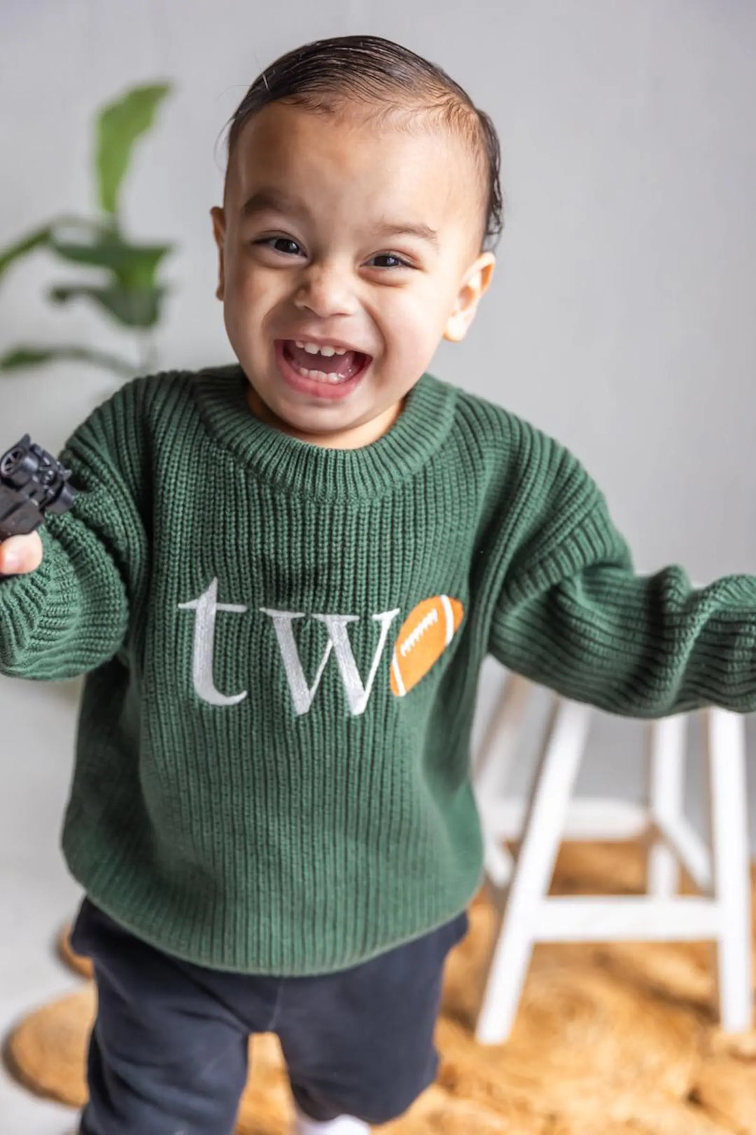 Football TWO Sweater - Kids Second Birthday Outfit