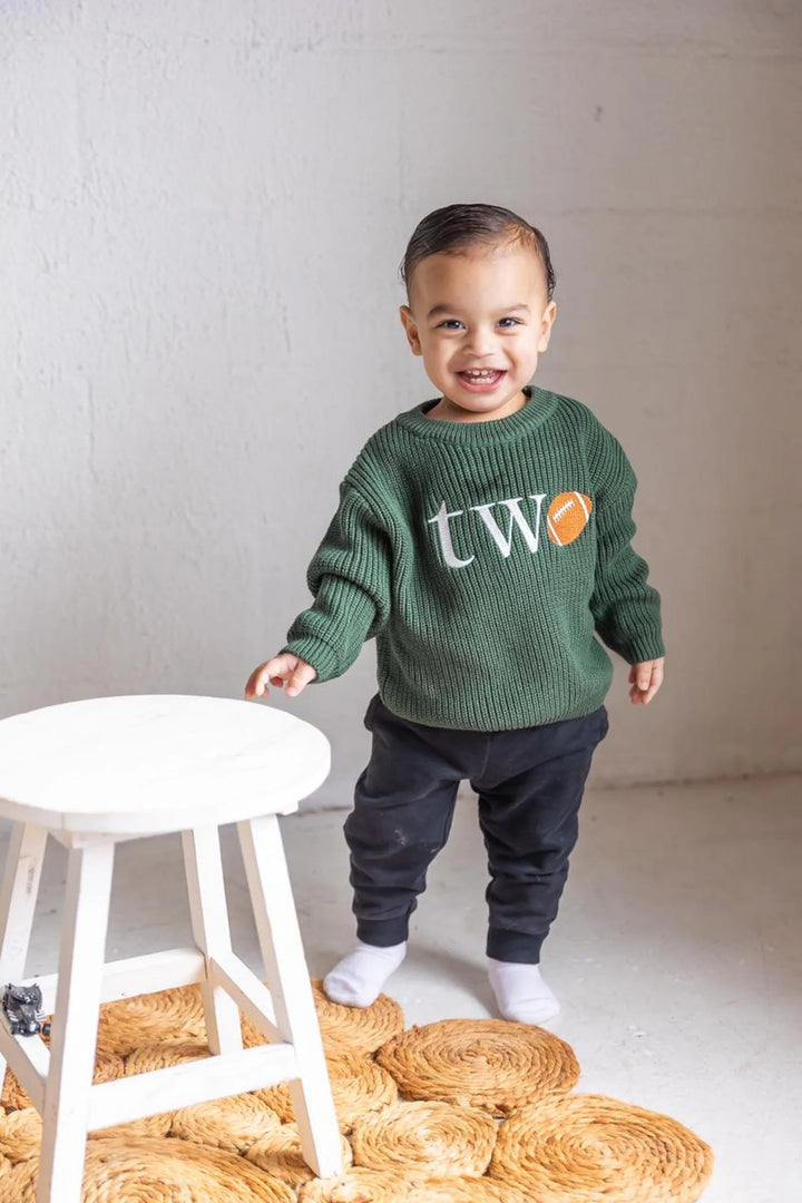 Football TWO Sweater - Kids Second Birthday Outfit