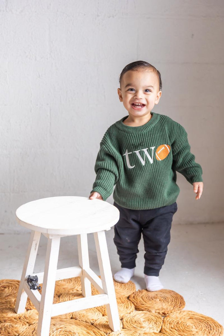 Football TWO Sweater - Kids Second Birthday Outfit