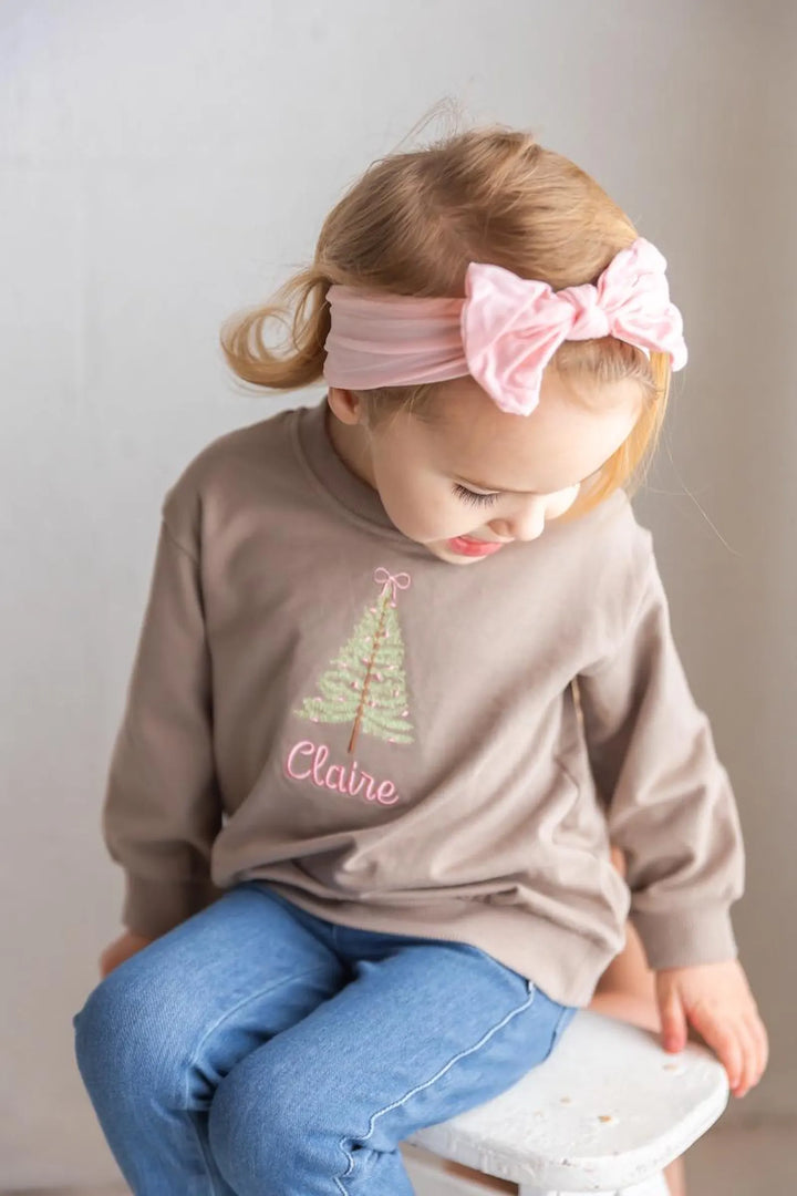 Embroidered Christmas Tree Toddler Sweatshirt - Personalized Holiday Outfit