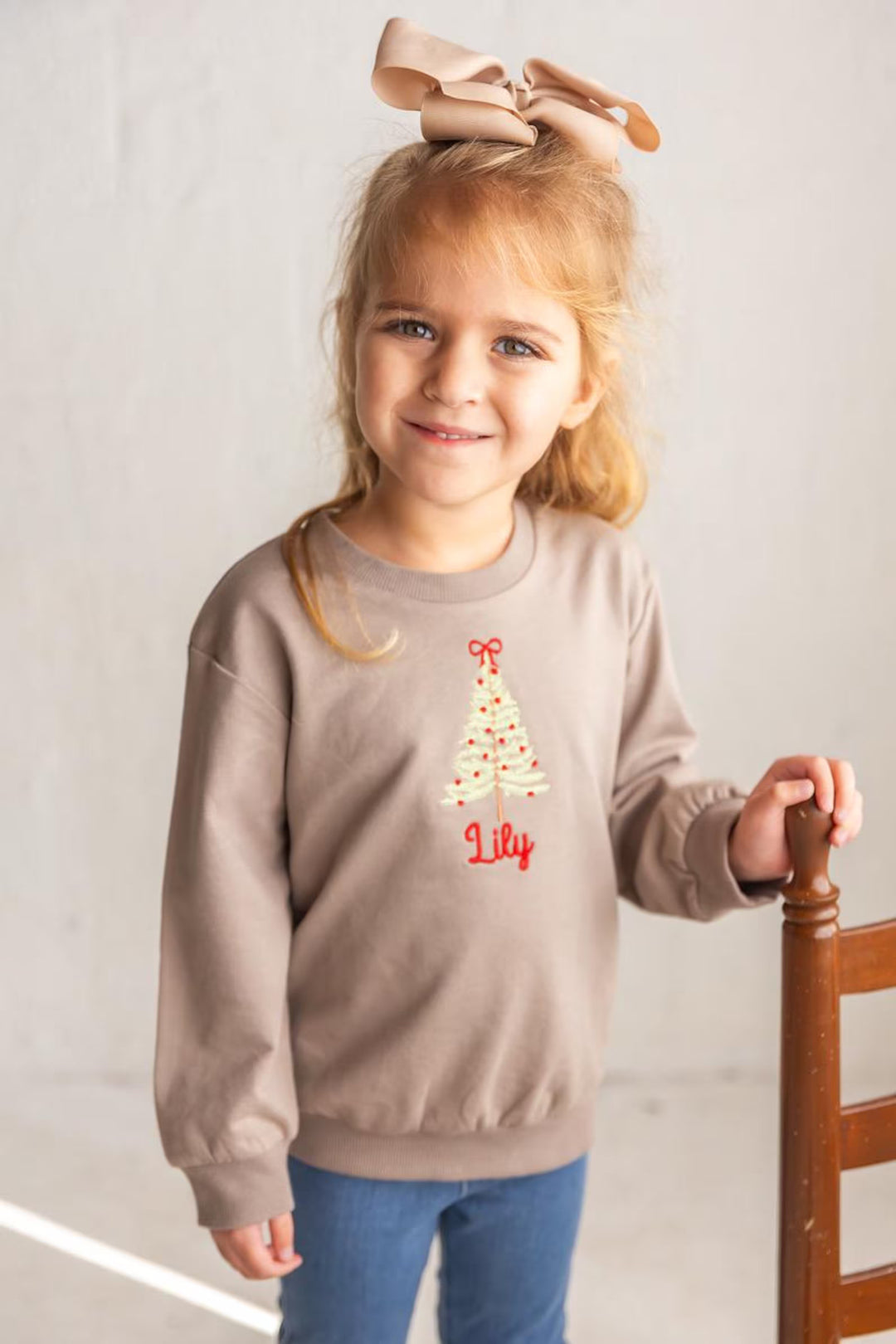 Embroidered Christmas Tree Toddler Sweatshirt - Personalized Holiday Outfit