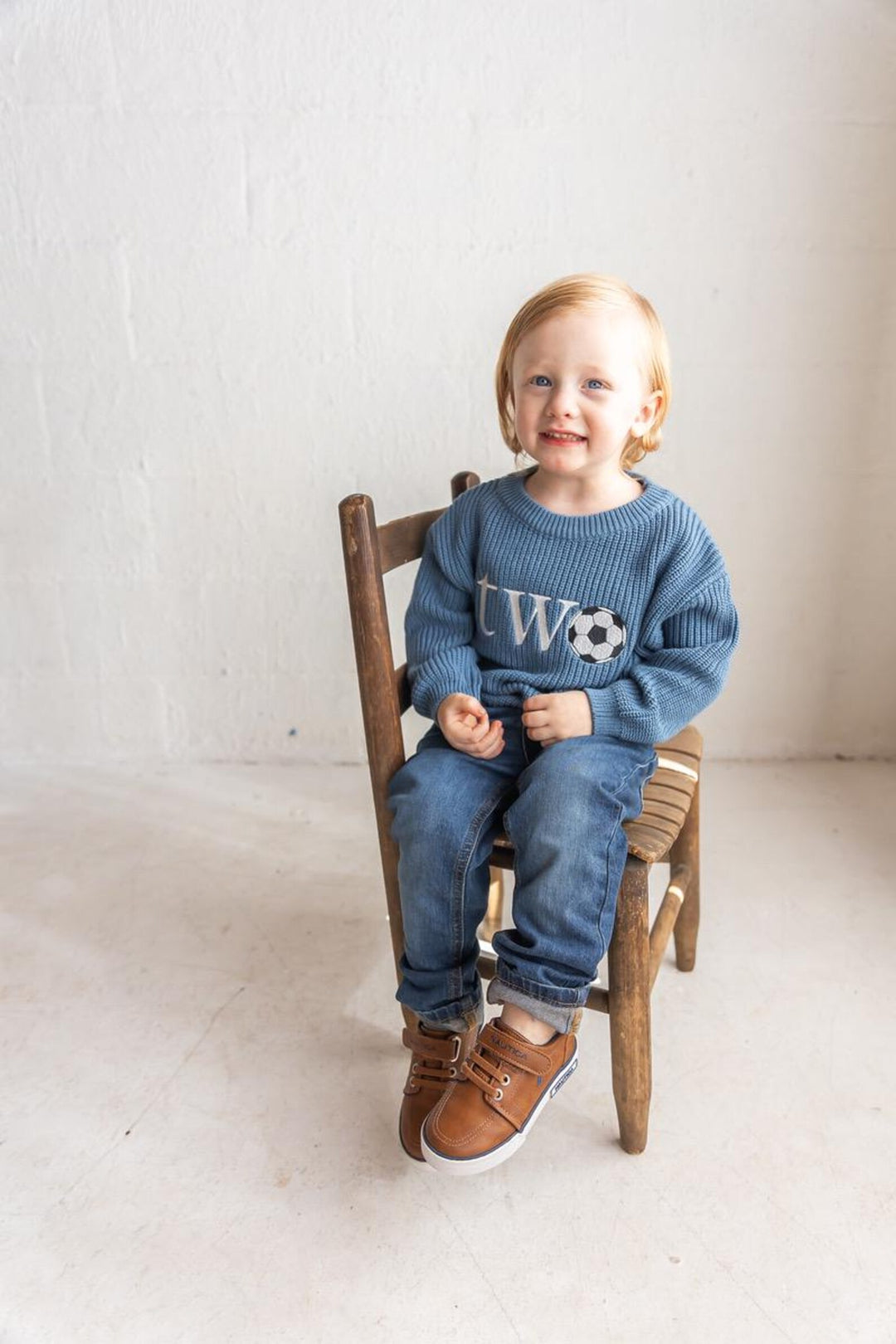 Embroidered Second Birthday Soccer Sweater | Personalized Baby Outfit