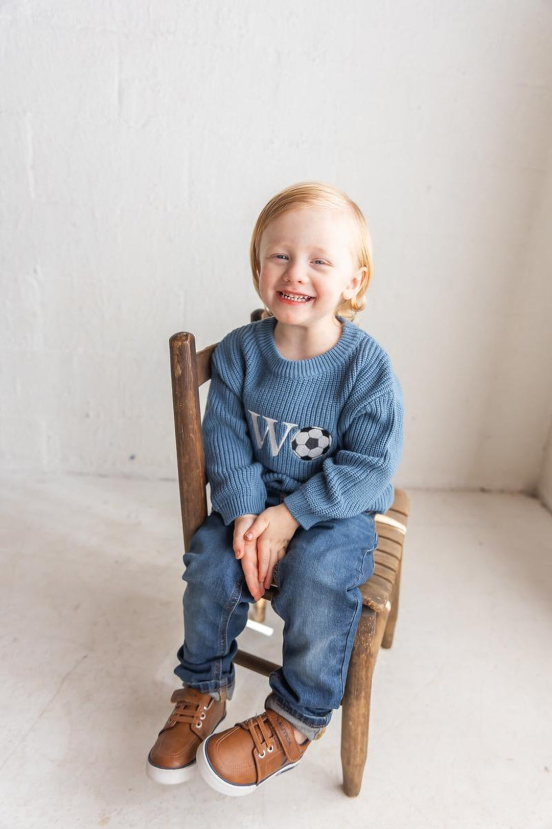 Embroidered Second Birthday Soccer Sweater | Personalized Baby Outfit