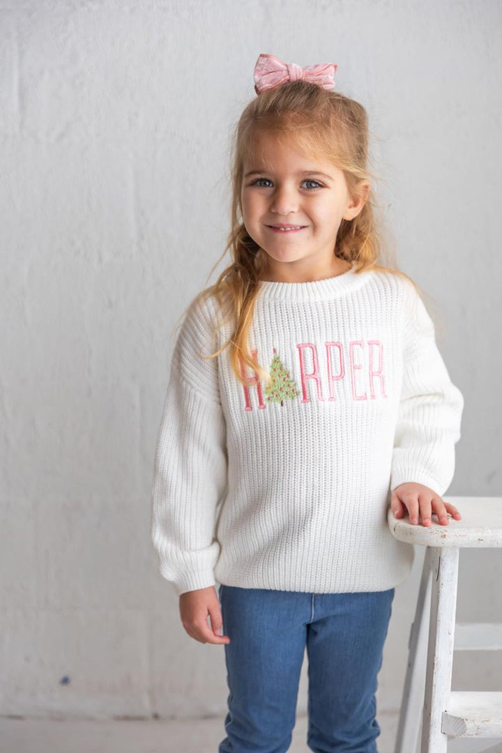 Christmas Tree & Name Sweater - Kids Personalized Christmas Outfit