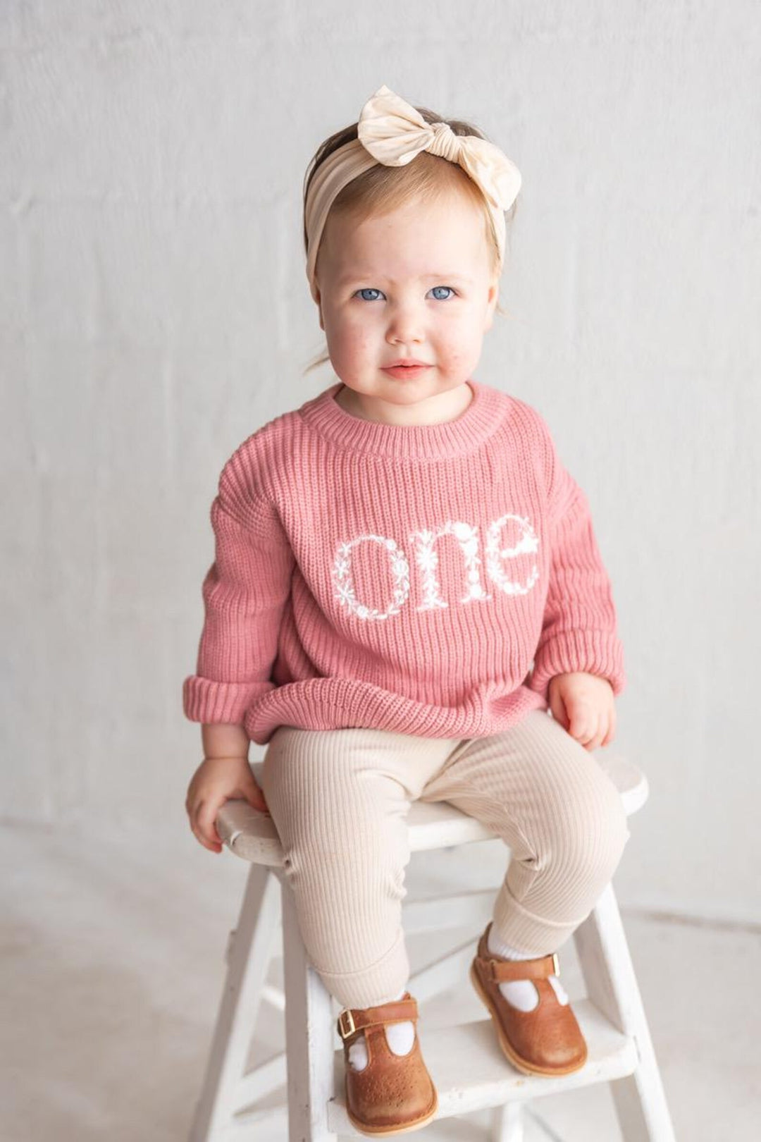 Floral First Birthday Knit Sweater