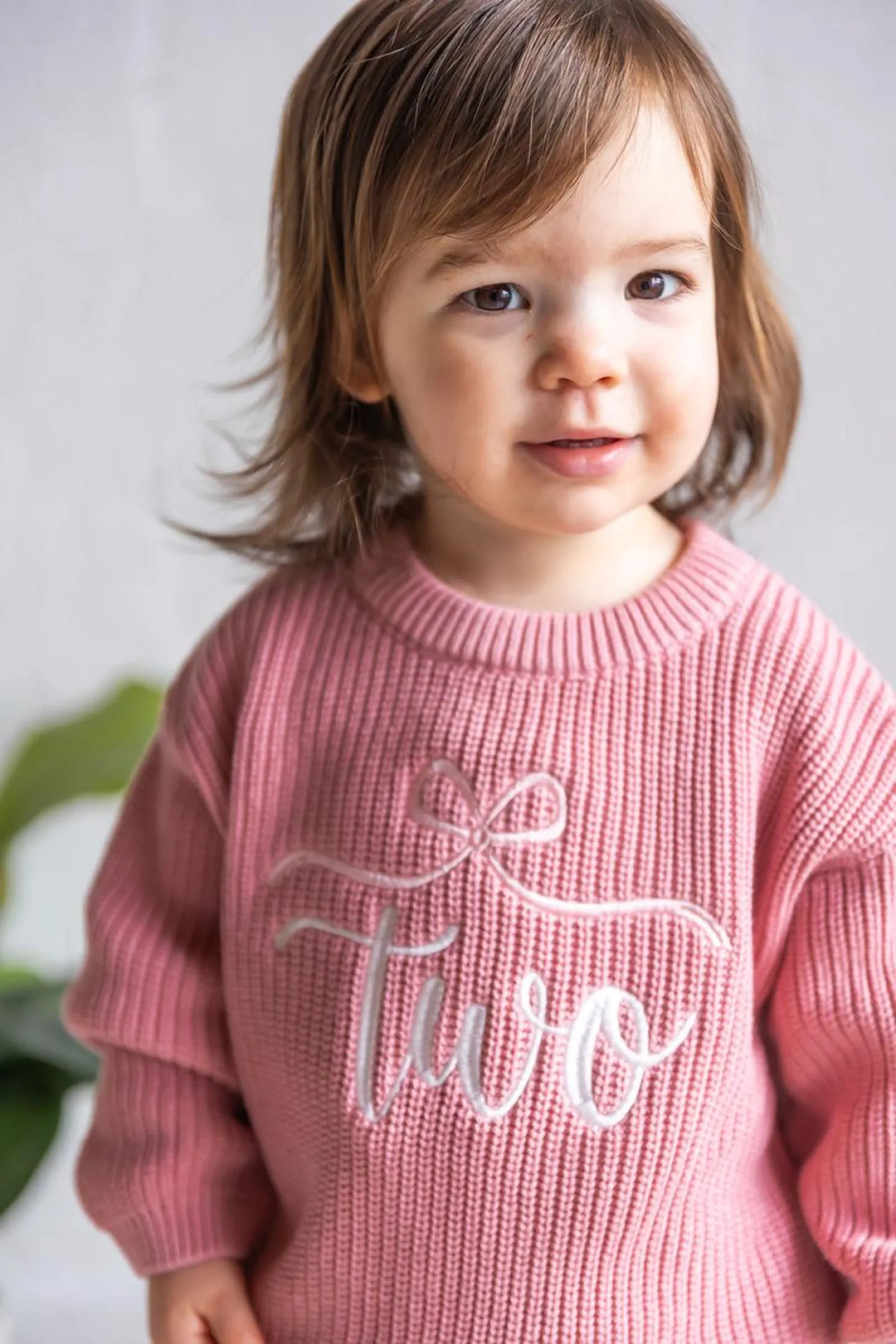 Embroidered Two Birthday Sweater, Coquette Knit Toddler Outfit