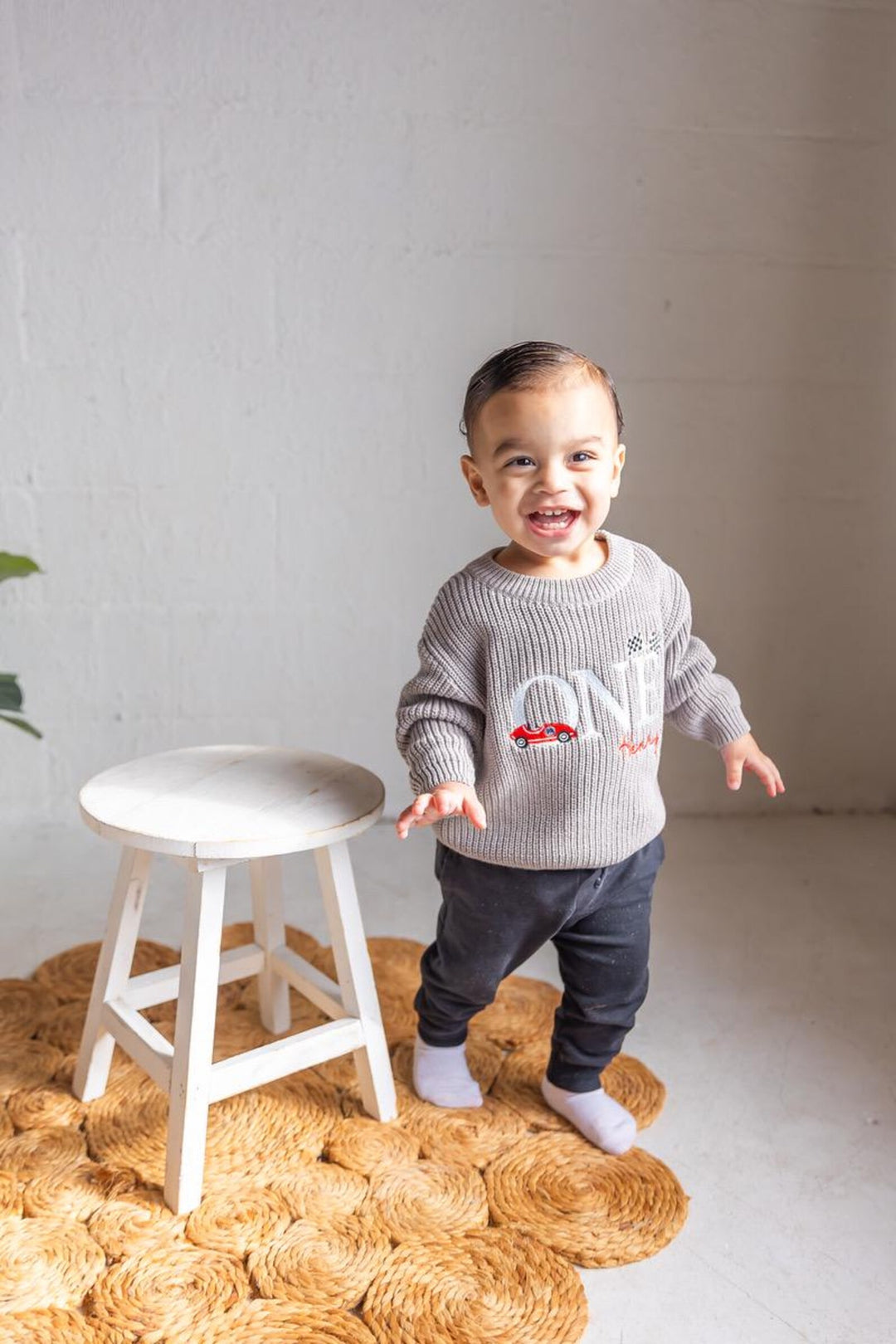 Fast One First Birthday Sweater - Race Car Theme Birthday Outfit Boy