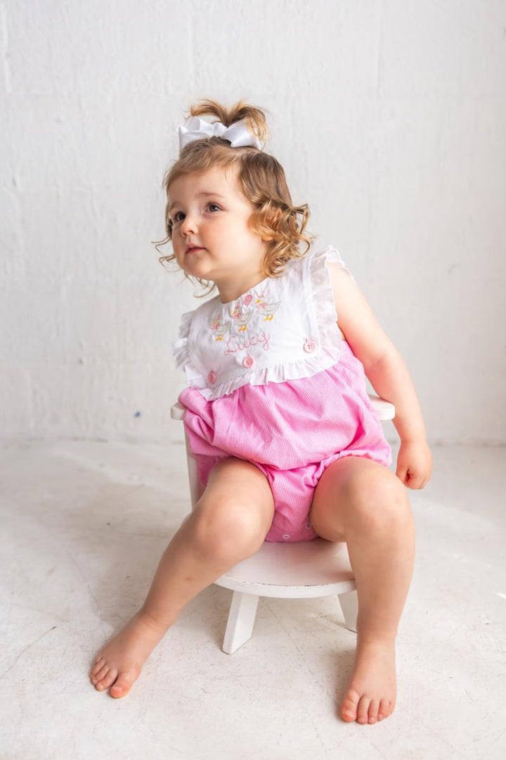 Goose Birthday Girl Gingham Romper - Girl's Birthday Outfit