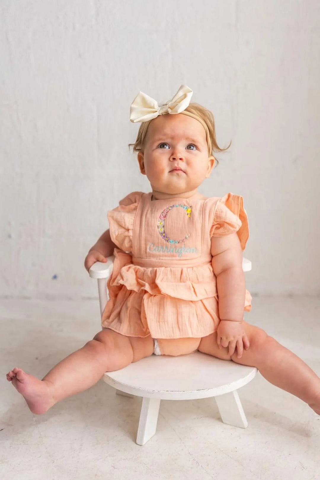 Floral Initial & Name Romper – Girls Personalized Outfit