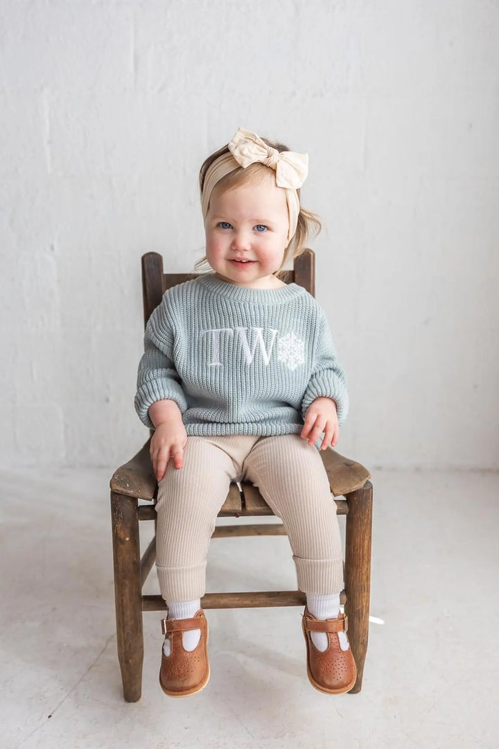 Snowflake TWO Sweater - Second Birthday Outfit