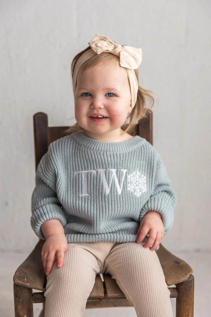 Snowflake TWO Sweater - Second Birthday Outfit