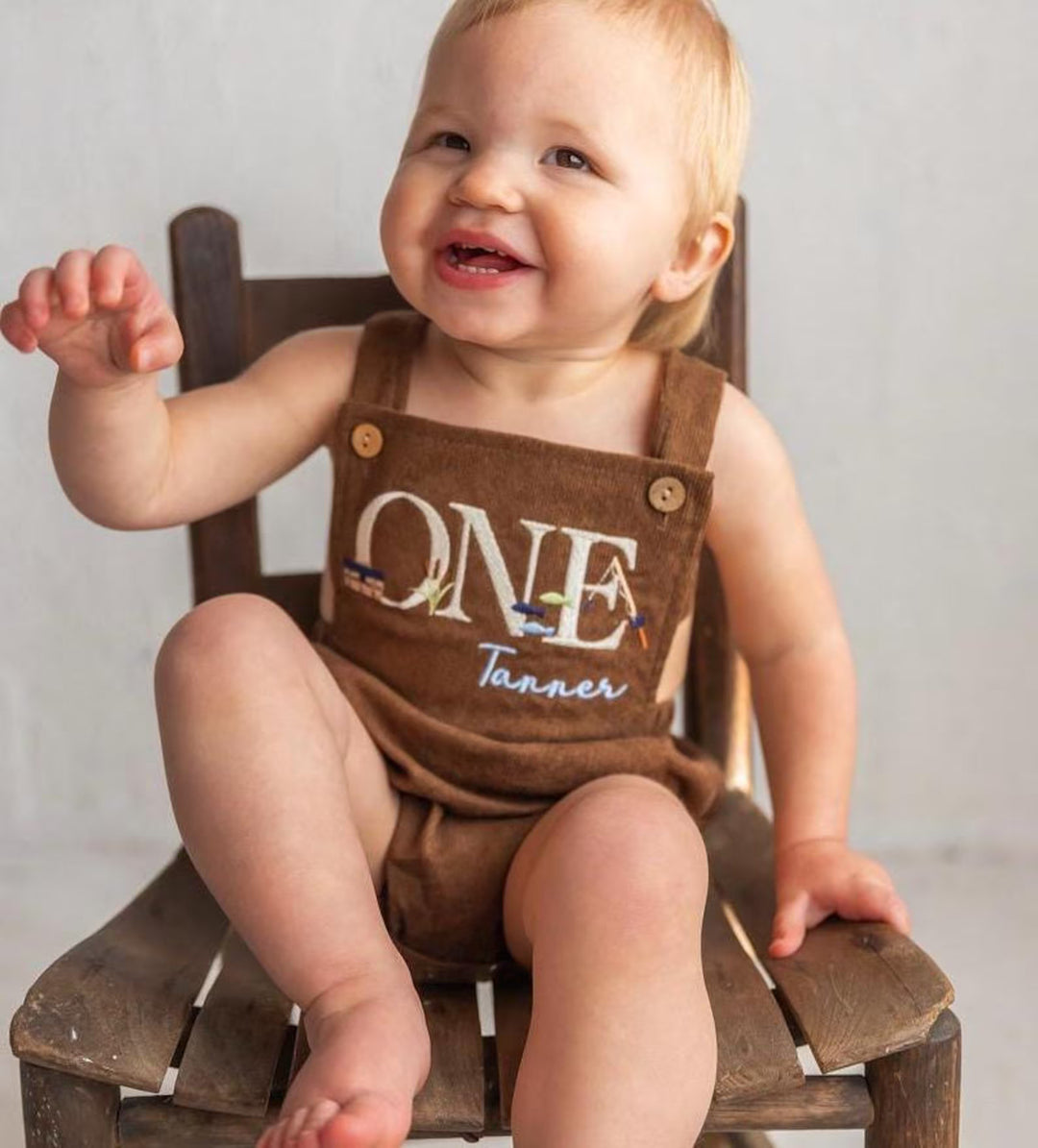 Fishing ONE Romper - Kids First Birthday Outfit