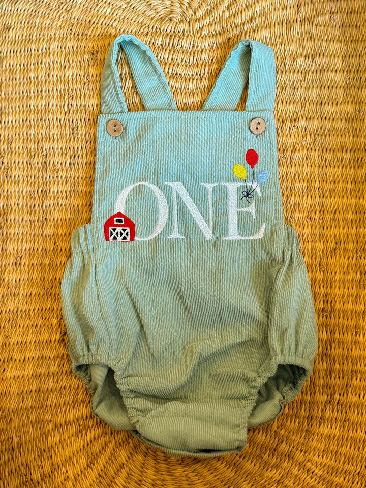 First birthday Barn Romper - Corduroy Romper Cake Smash Outfit