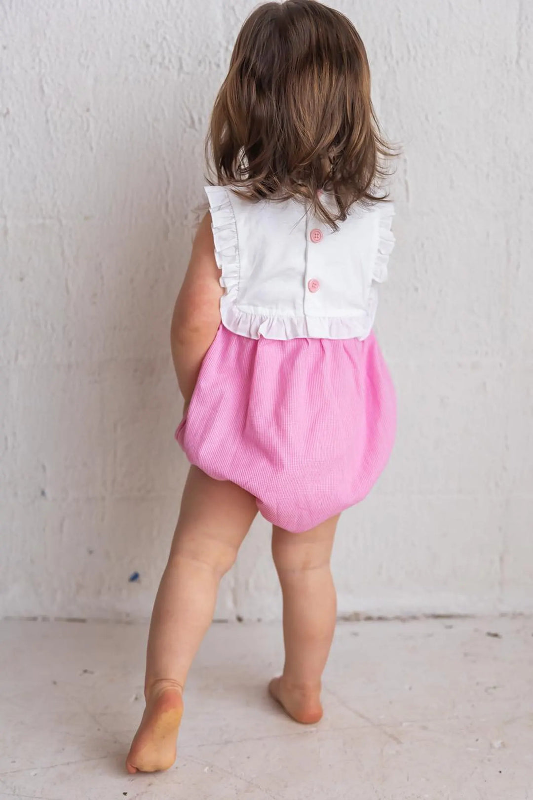 Cake "Birthday Girl" Pink Gingham Romper - Girls First Birthday Outfit
