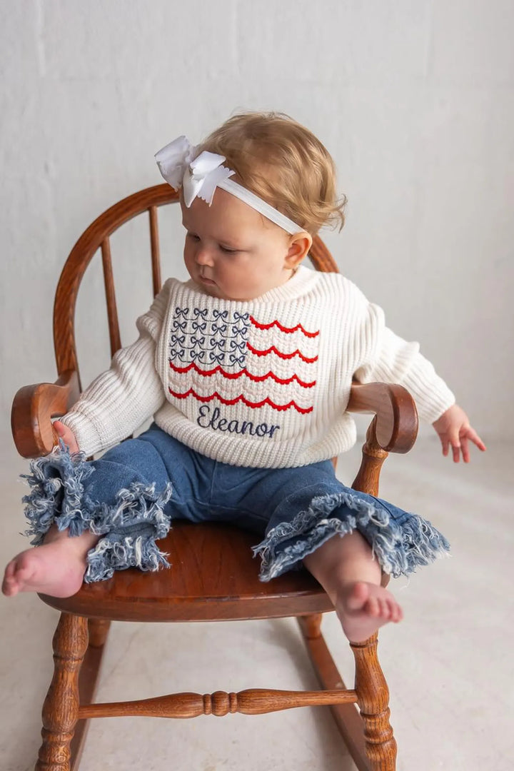 Coquette American Flag - Girls USA Sweater