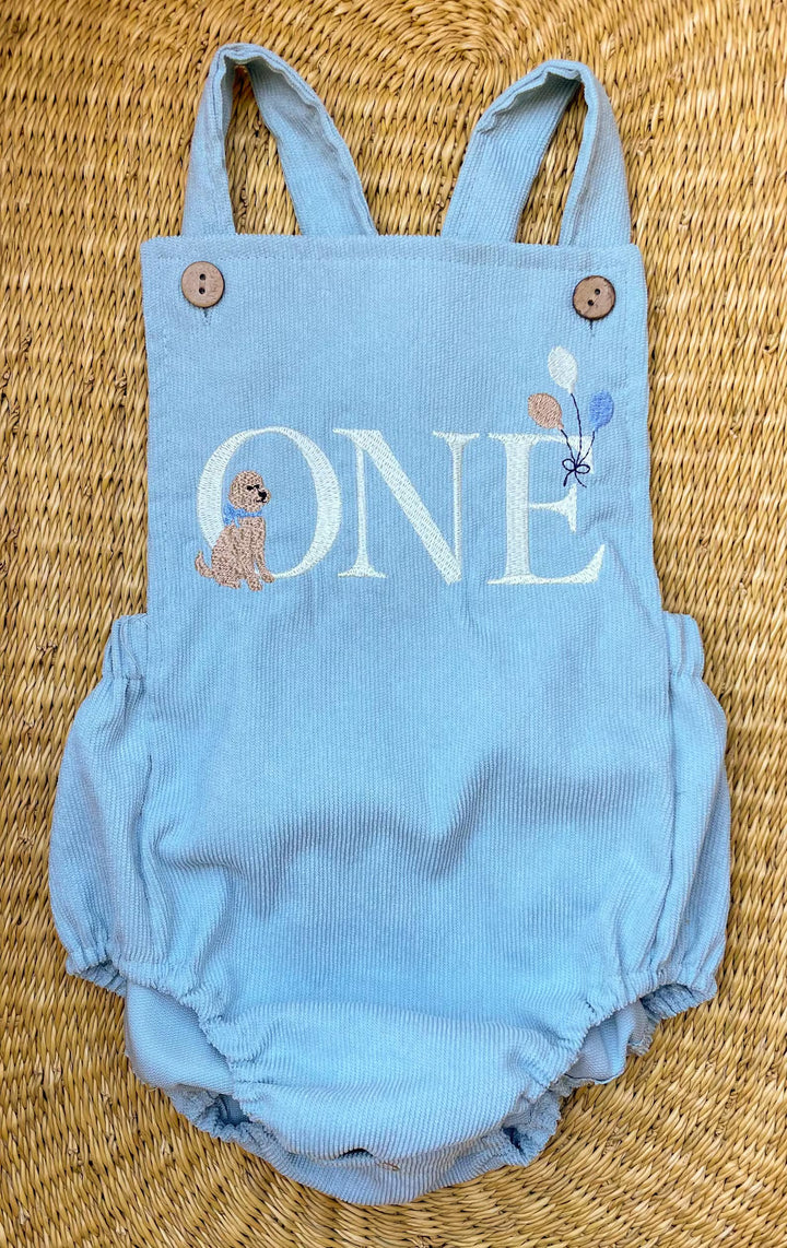 Golden Year First Birthday Romper - Goldendoodle Cake Smash Outfit