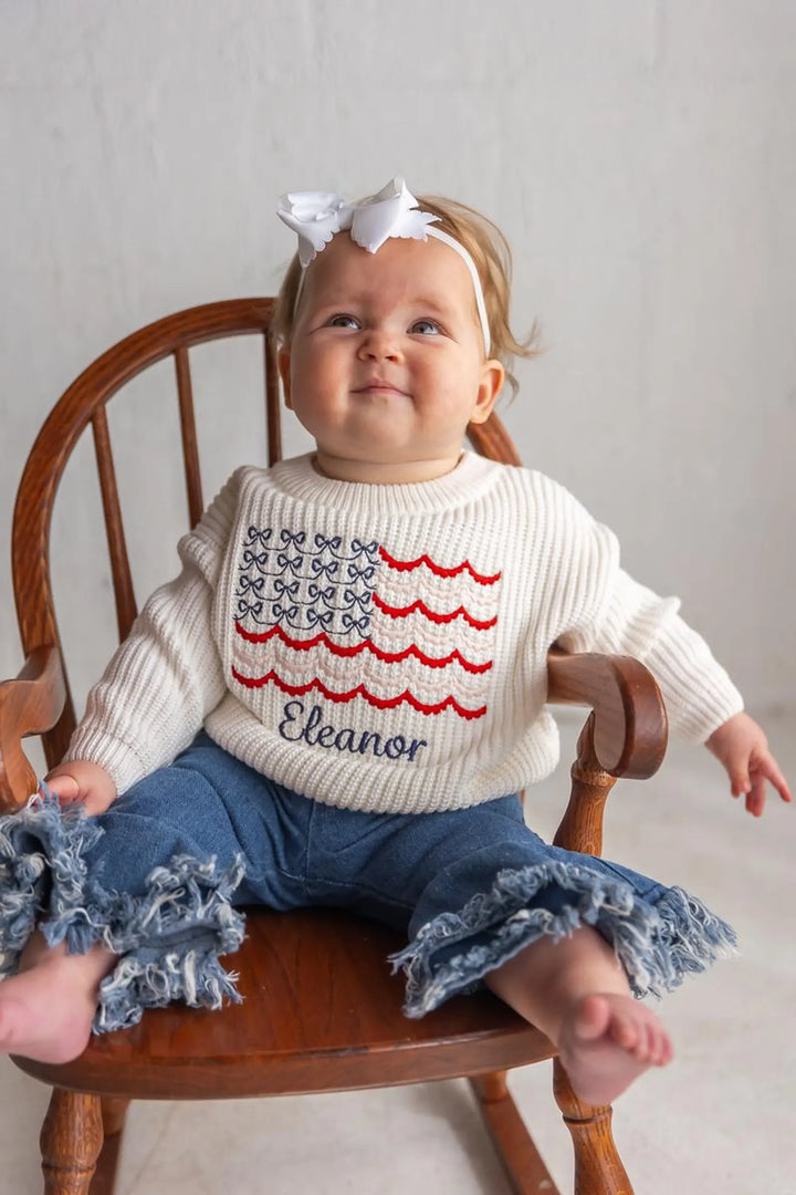 Coquette American Flag - Girls USA Sweater