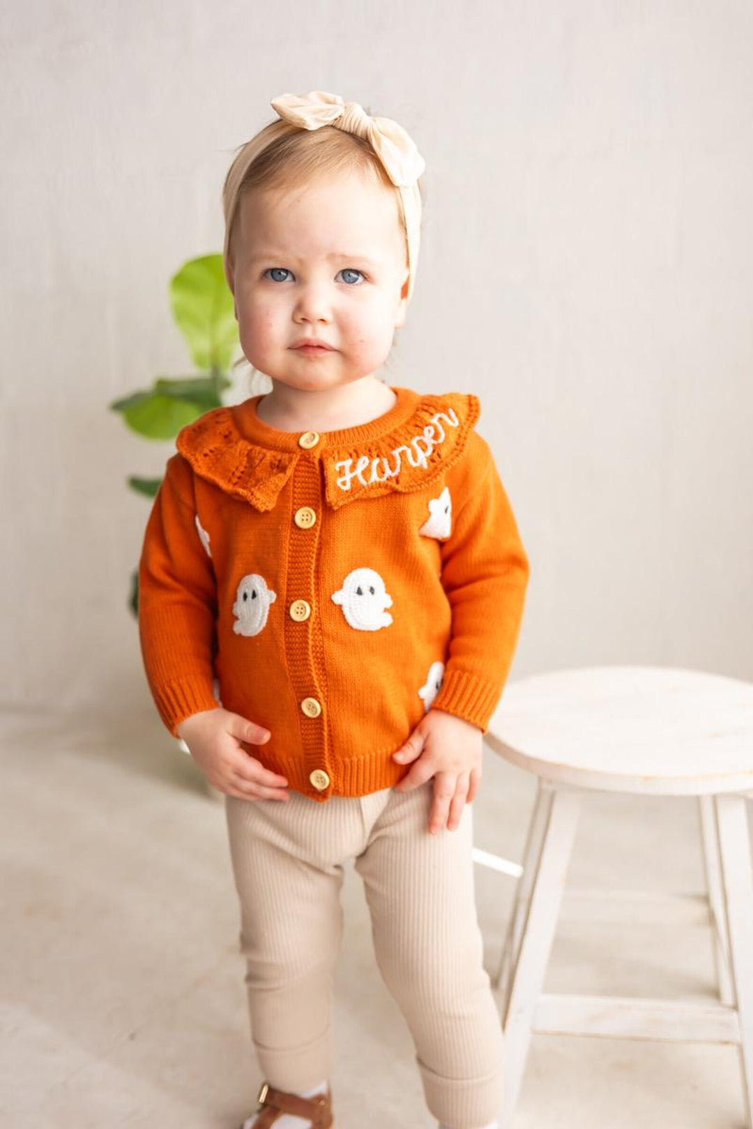 Halloween Ghost Cardigan - Girls Personalized Outfit