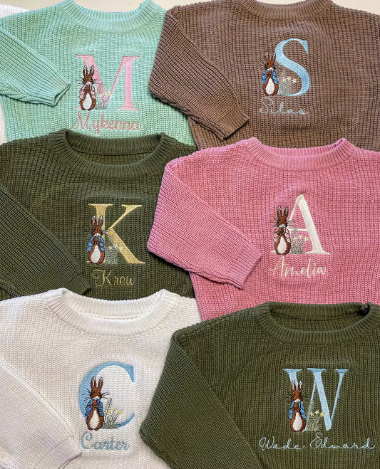 Custom Easter Bunny Sweater - Kids Personalized Easter Outfit