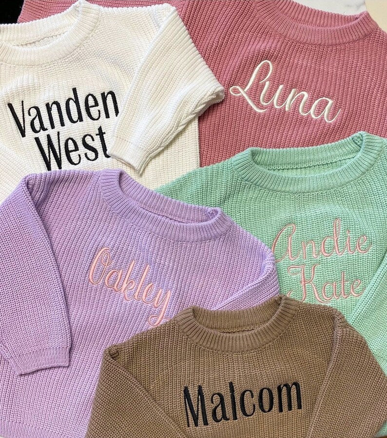 Embroidered Name Sweater - Kids Personalized Outfit