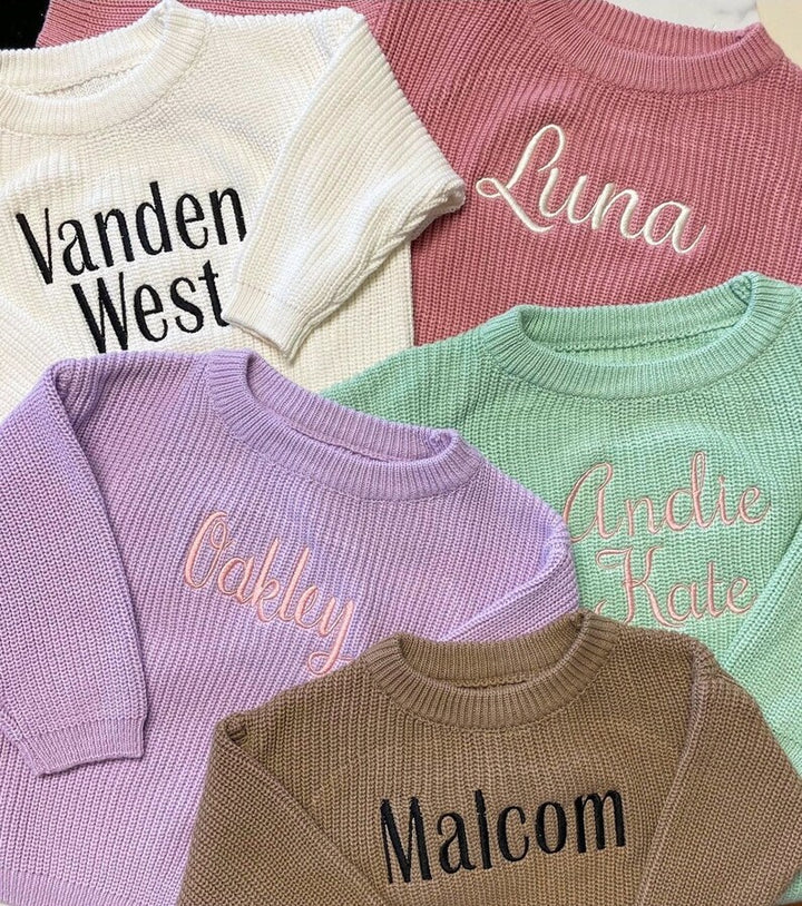 Embroidered Name Sweater - Kids Personalized Outfit
