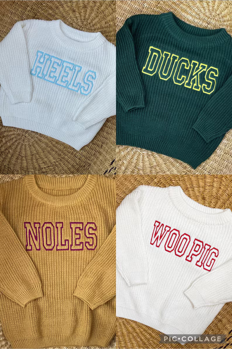 Custom Varsity Team Name Sweater - Kids Game Day Outfit