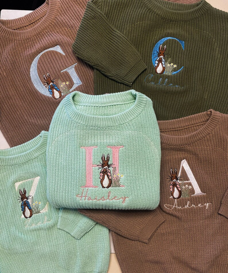 Custom Easter Bunny Sweater - Kids Personalized Easter Outfit