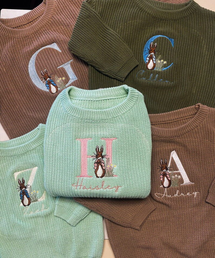 Easter Bunny Sweater - Kids Personalized Easter Outfit