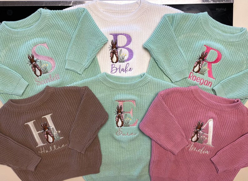 Easter Bunny Sweater - Kids Personalized Easter Outfit