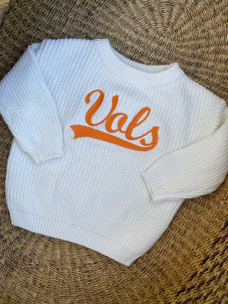 Custom UT Vols Varsity Sweater - Kids Game Day Outfit
