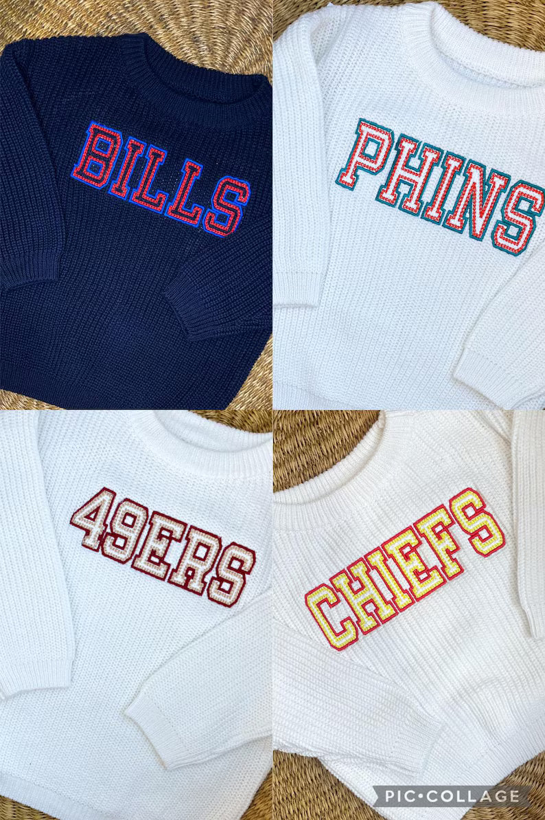 Custom Double-Color Varsity Sweater - Kids Game Day Outfit