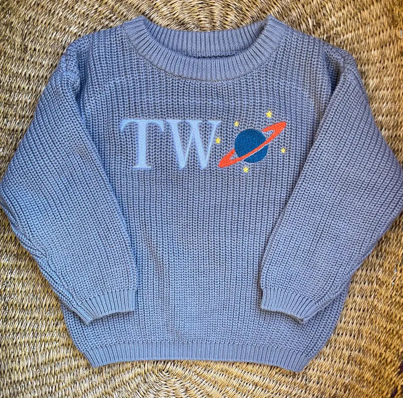 Custom Planet TWO Sweater - Kids Second Birthday Outfit