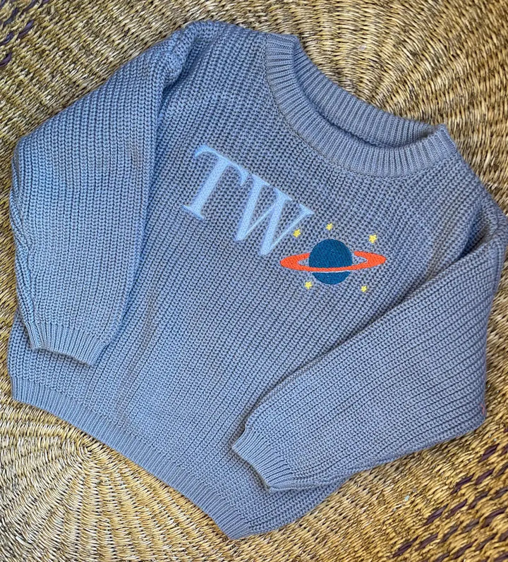 Planet TWO Sweater - Kids Second Birthday Outfit