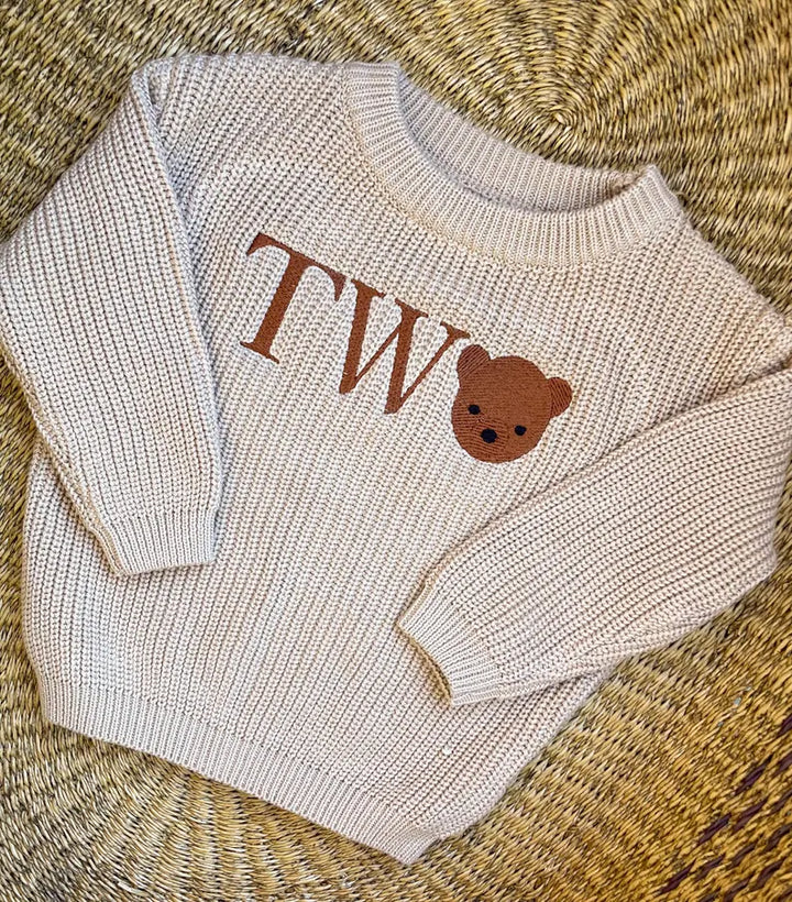 Bear TWO Sweater - Kids Second Birthday Outfit