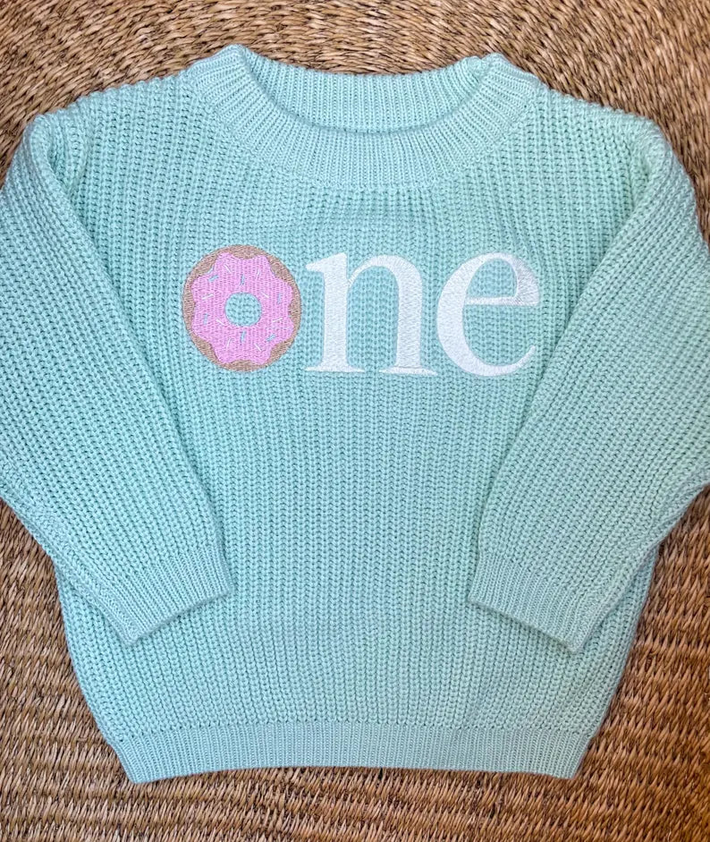Custom Donut ONE Sweater - Kids First Birthday Outfit