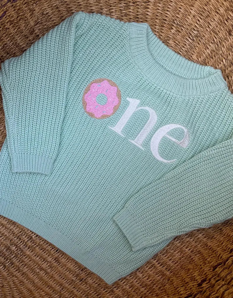 Custom Donut ONE Sweater - Kids First Birthday Outfit