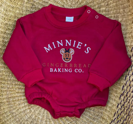 Custom Minnie's Gingerbread Baking Co. Romper - Kids Christmas Outfit