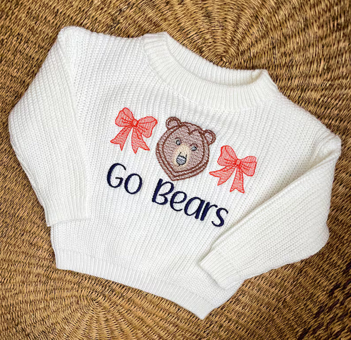 Chicago Go Bears Bow Sweater - Girls Game Day Outfit