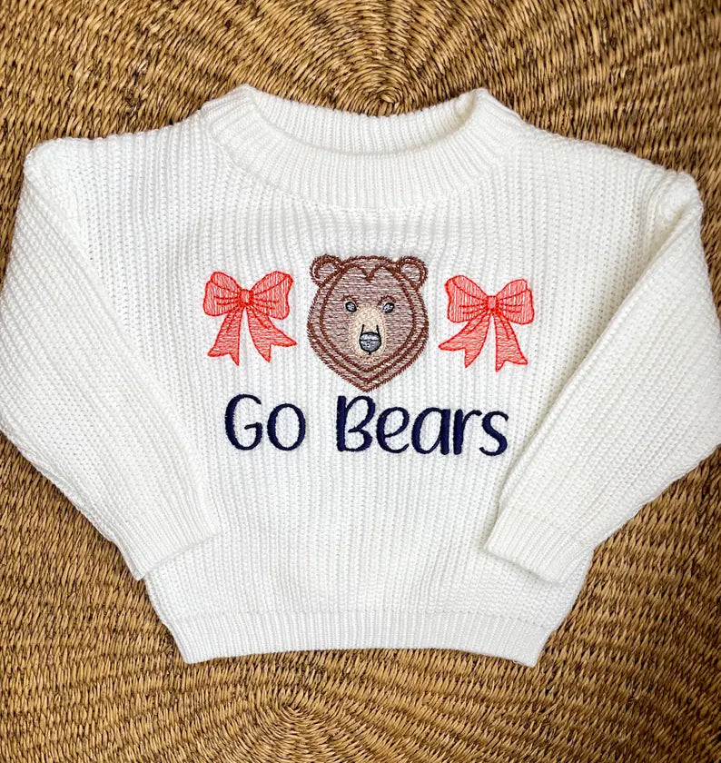 Custom Chicago Go Bears Bow Sweater - Girls Game Day Outfit