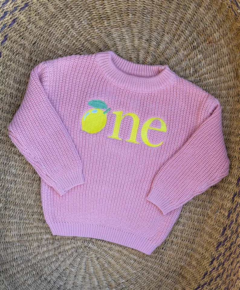 Custom Lemon ONE Sweater - Kids First Birthday Outfit