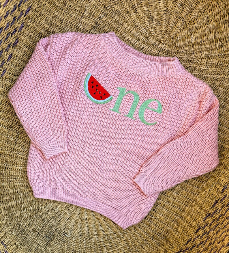 Watermelon ONE Sweater - Kids First Birthday Outfit