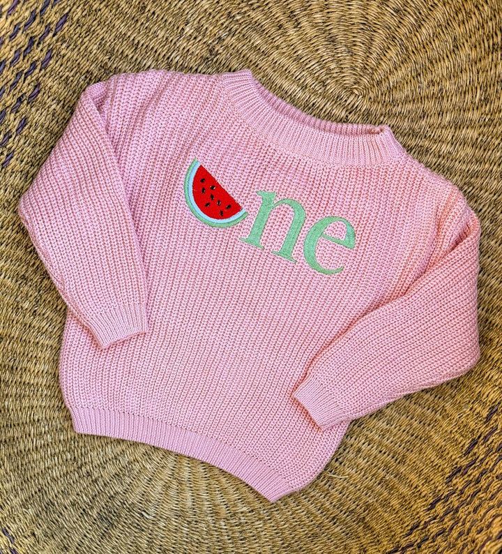 Watermelon ONE Sweater - Kids First Birthday Outfit