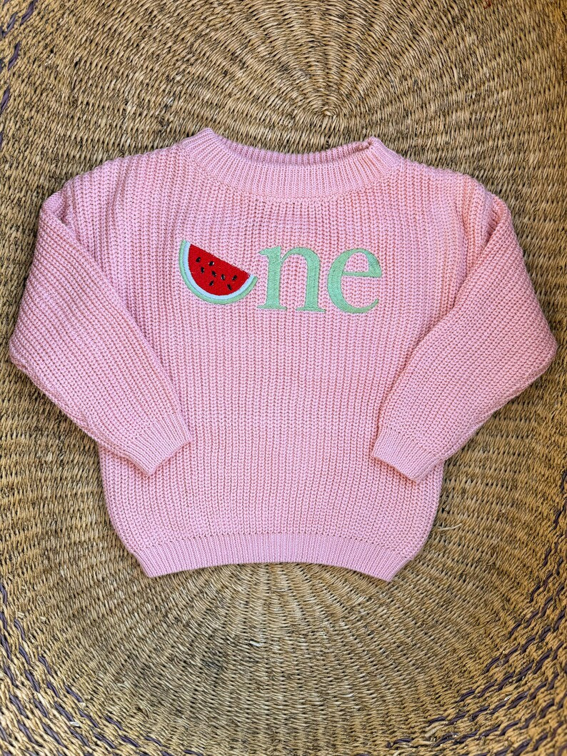 Watermelon ONE Sweater - Kids First Birthday Outfit