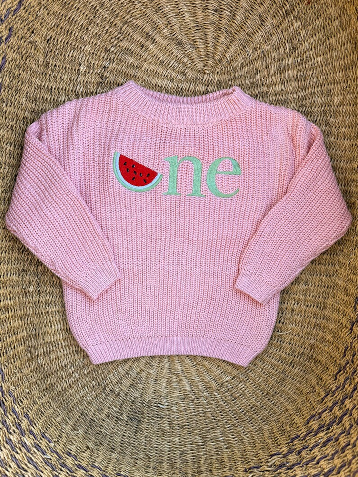 Watermelon ONE Sweater - Kids First Birthday Outfit