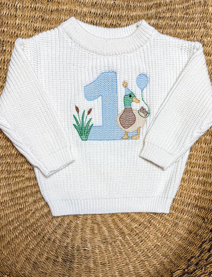One Lucky Duck Sweater - Kids First Birthday Outfit